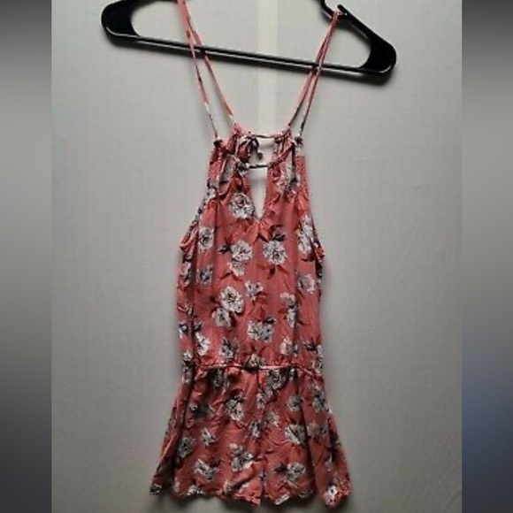 Aeropostale Pink Floral XS shorts Romper with spaghetti straps - Picture 3 of 4